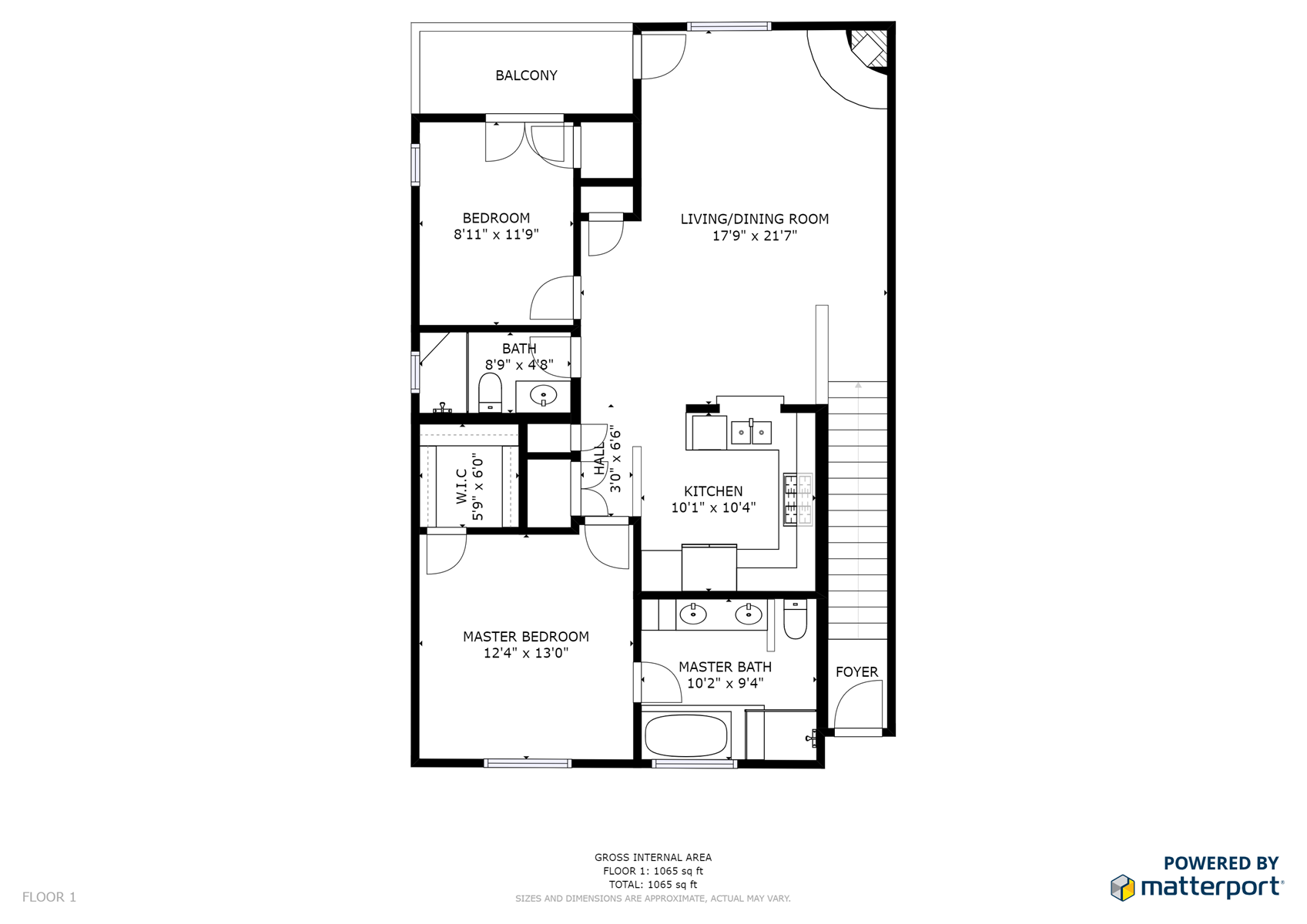 Floor Plan for Corazon Condo Unit 2, 2 Bed / 2 Bath, Luxury Style Condo