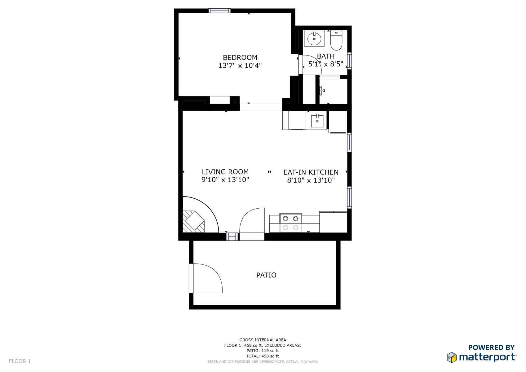 Floor Plan for Casita Pinon: Just a 5 minute walk to the Plaza! 